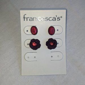 Ruby Jewel Maroon Stud Earring Set Pack